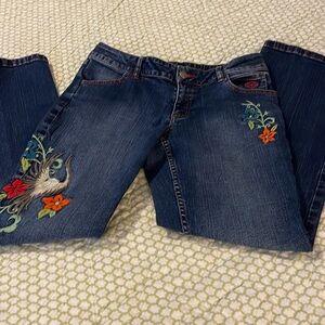 Harley Davidson jeans- embroidered- eagle & flowers- SZ 6P vintage 06 yr- VTG
